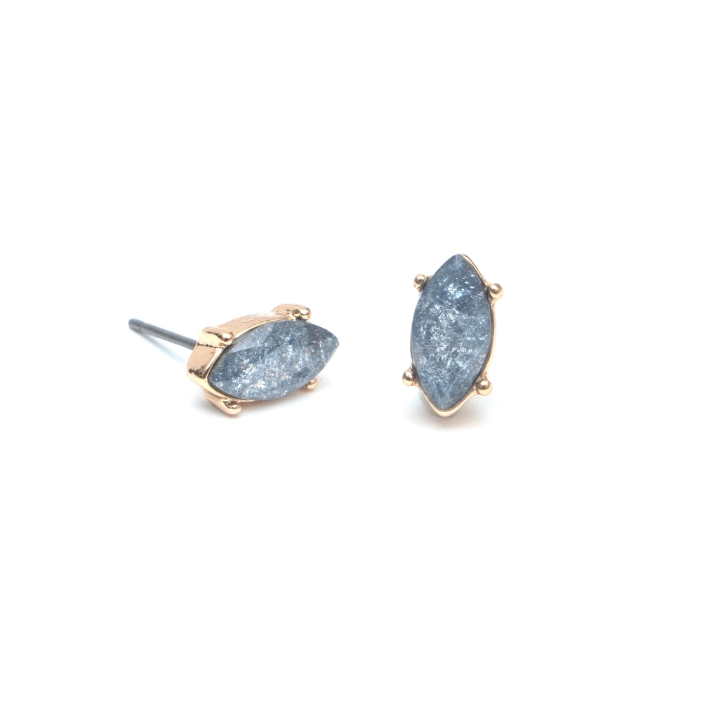 Crystal Blue Stud Earrings - Picture 4 of 5